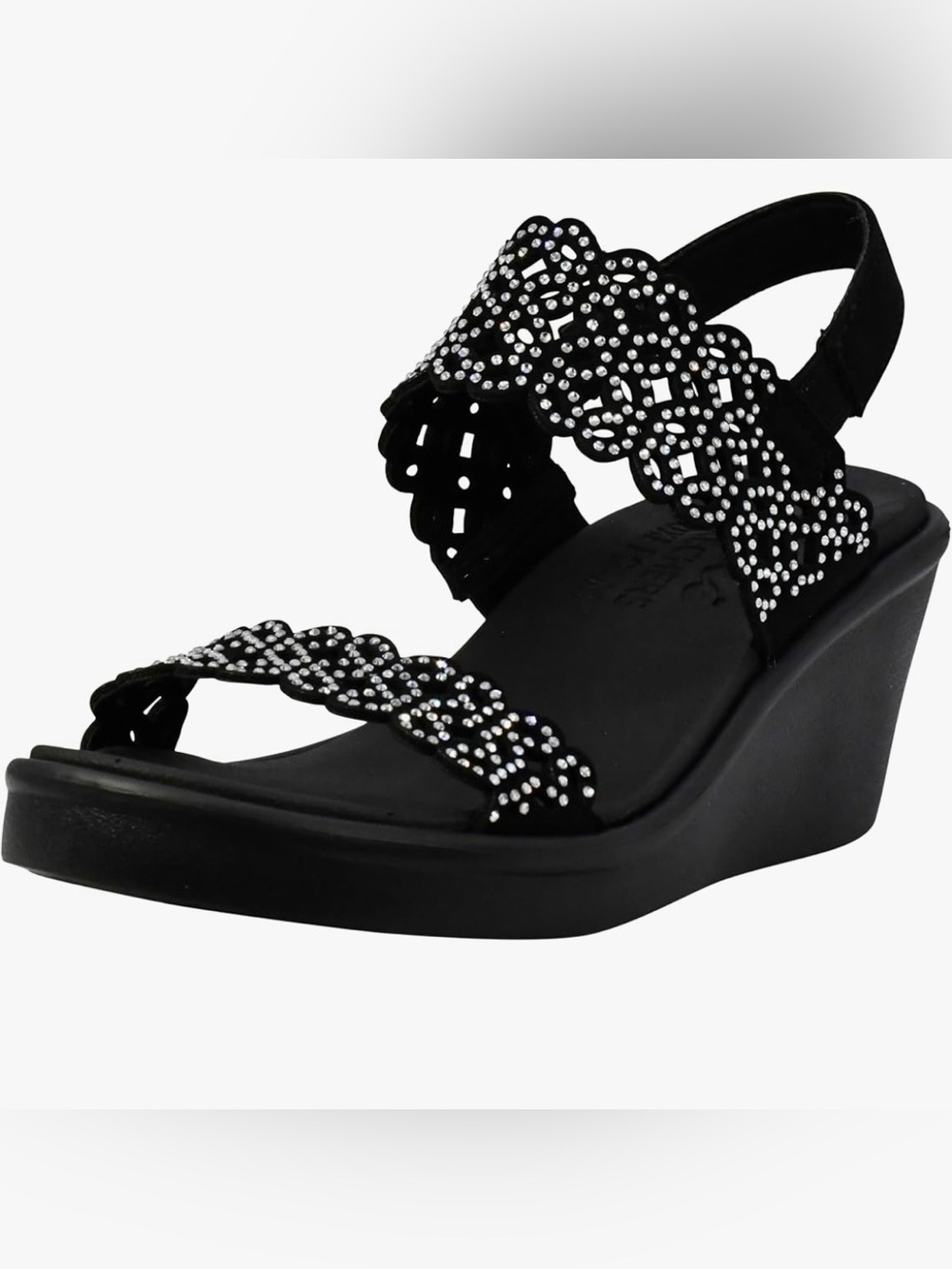 New black Skechers Women's Rumble On Sassy Dayz Wedge Slip On Sandals - Size 9 - Picture 4 of 15